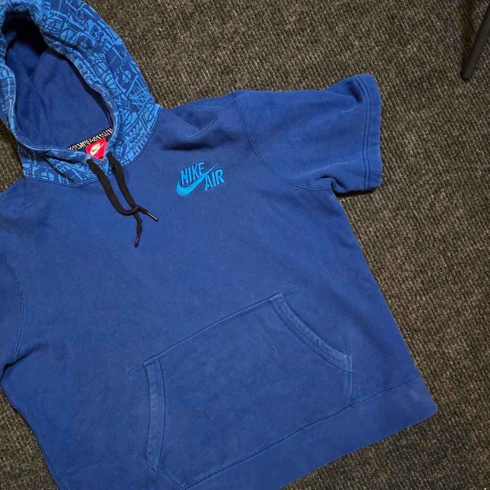 Vintage 90s Nike Basketball Hoodied tee-shirt with big embroidered logo. Mens XL - Picture 3 of 4